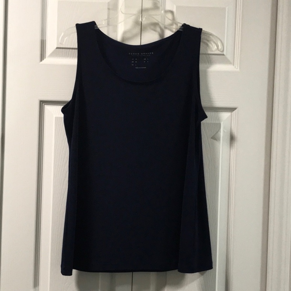Susan Graver Navy Blue Liquid Knit Tank Top
